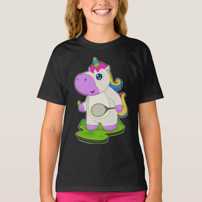 Unicorn Tennis Tennis racket Sports T-Shirt (Front)