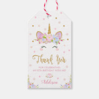 Unicorn Thank You Birthday Gift Favor Tags