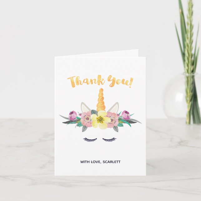 Unicorn Thank You Card (Front)
