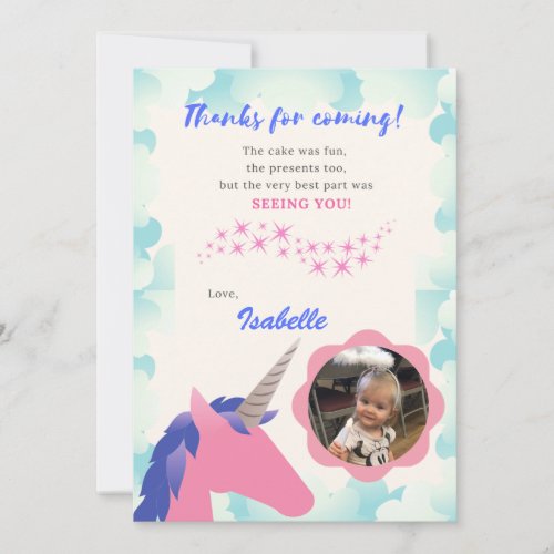 Unicorn Thank You Card