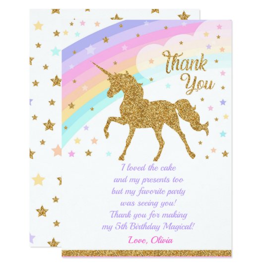 unicorn thank you card