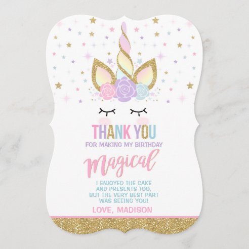 428 unicorn thank you cards zazzle