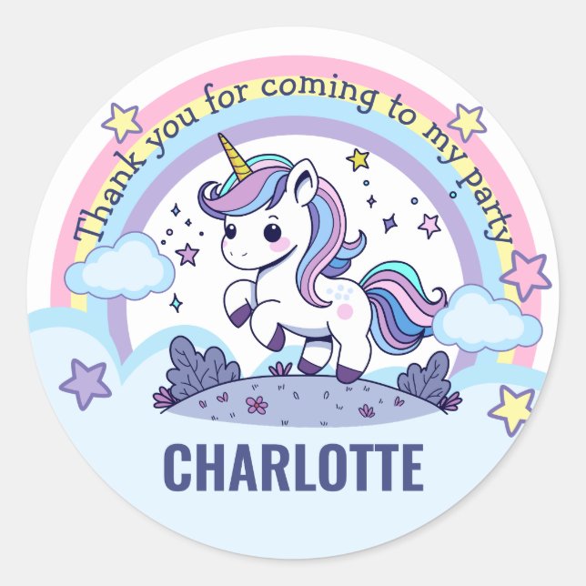 Unicorn Thank You Classic Round Sticker (Front)