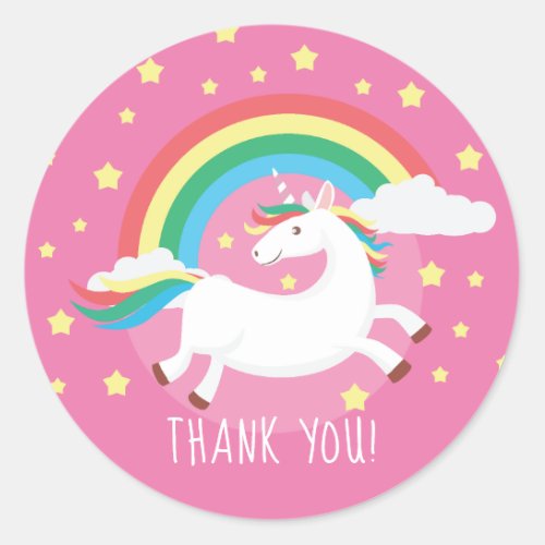 Unicorn Thank You Favor Sticker