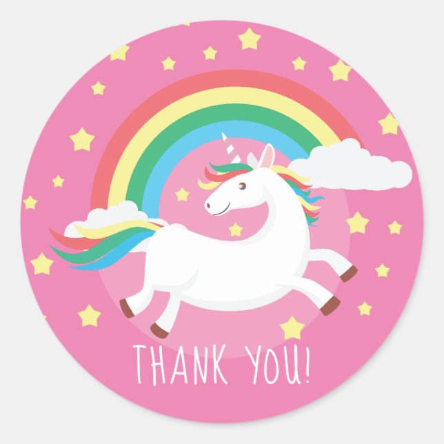 Unicorn Thank You Favor Sticker (Front)