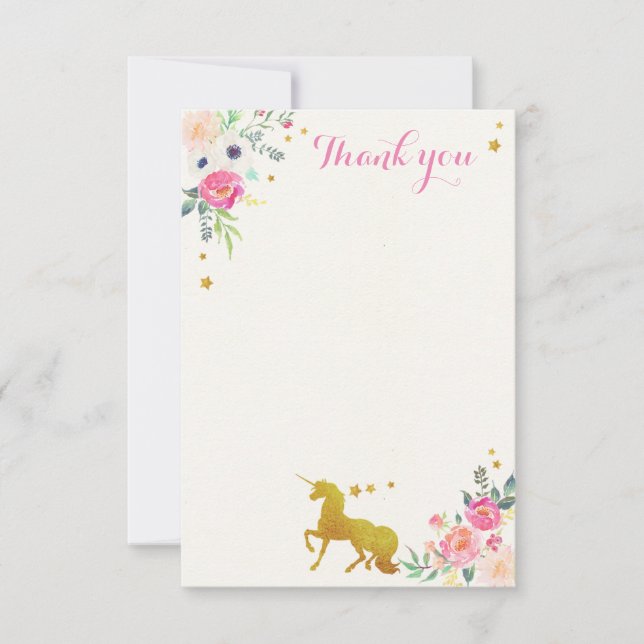 Unicorn Thank You Note Card (Front)