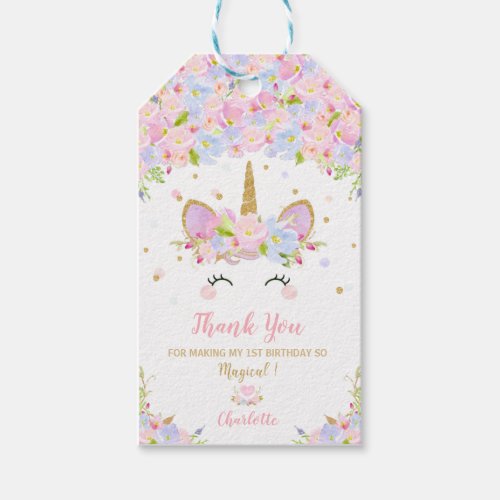 Unicorn Thank You Note Favor Gift Tags Birthday