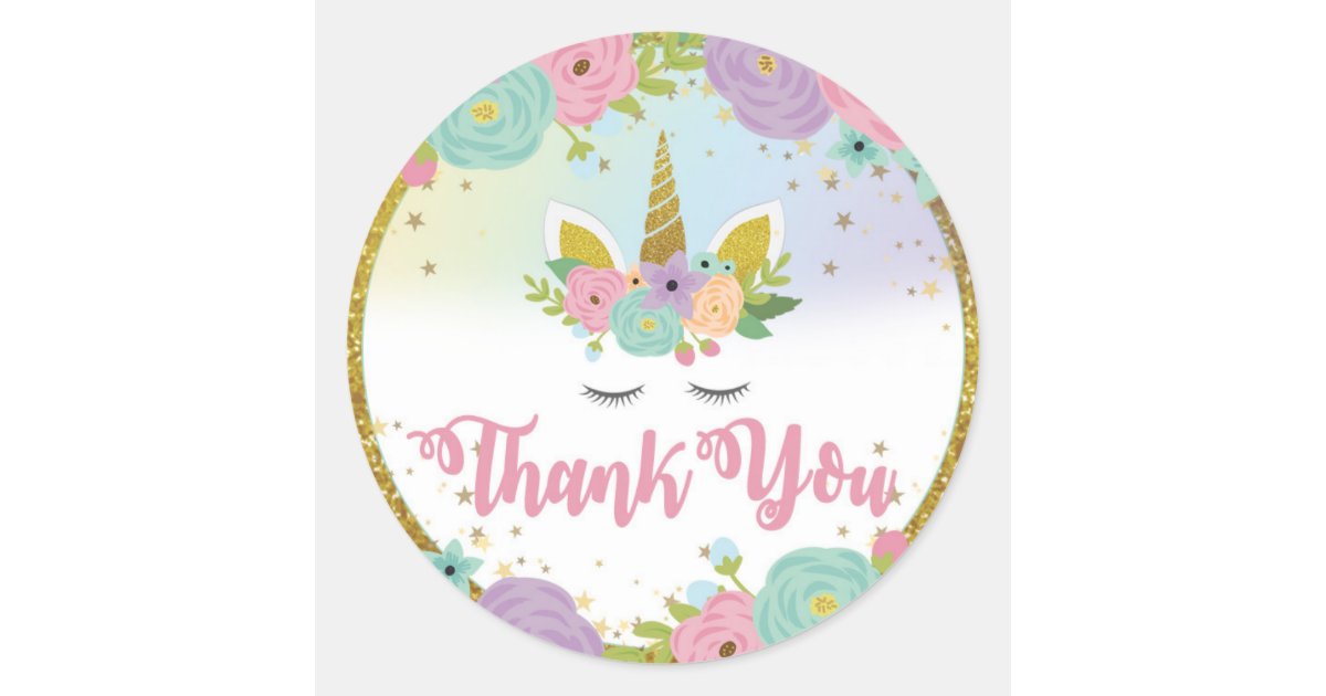 unicorn thank you sticker zazzlecom