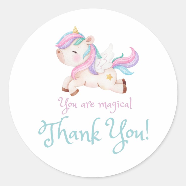 Unicorn Thank You Sticker | Zazzle
