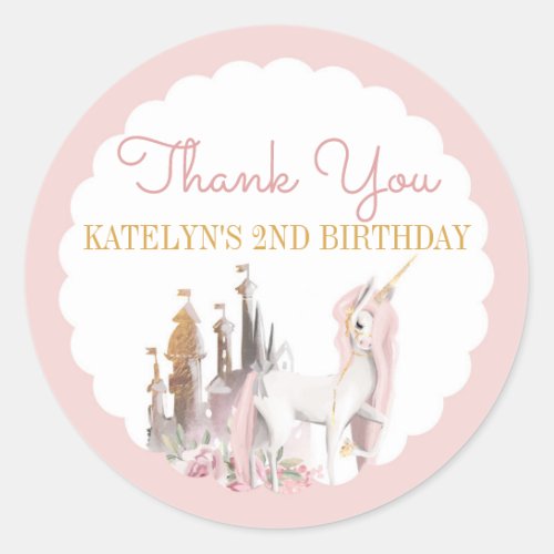 Unicorn Thank You Stickers Birthday Baby Shower