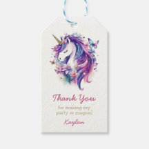 Unicorn Thank You Tag, Unicorn Birthday Tag