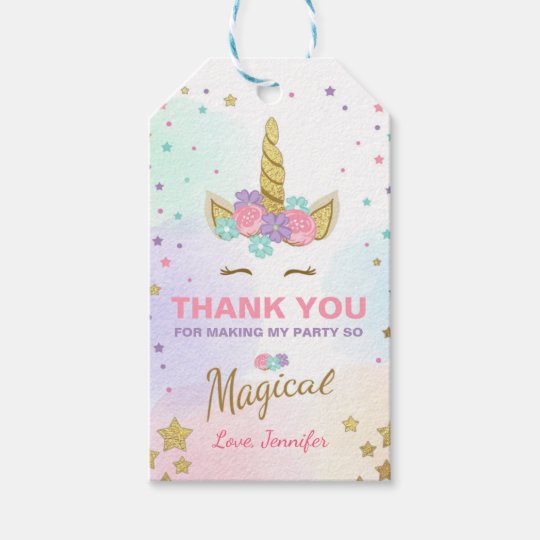 unicorn thank you tags unicorn magical birthday zazzlecom
