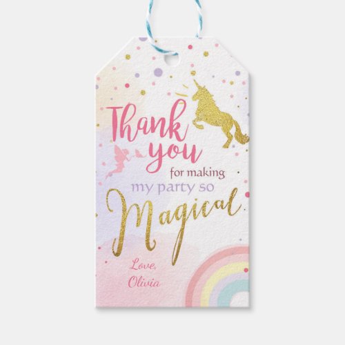 Unicorn thank you tags Unicorn Magical Birthday