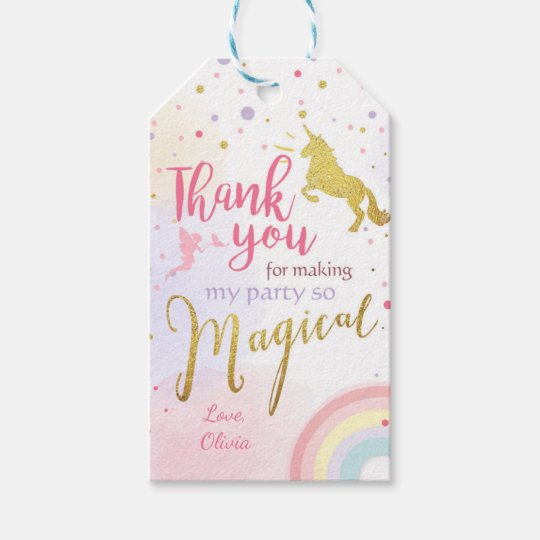 unicorn thank you tags