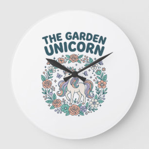 Unicorn The Garden Unicorn Trendy T-Shirt Design_1 Large Clock