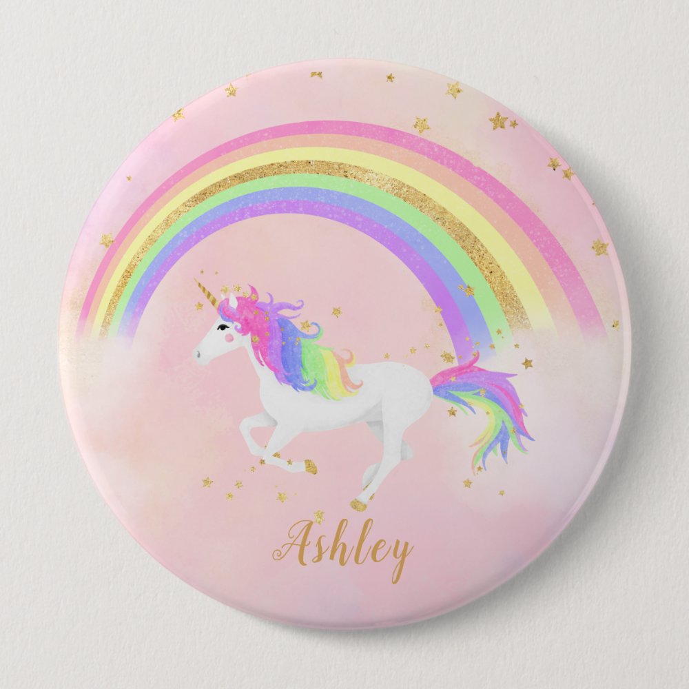 Disover Unicorn theme button pin, Magical Pink and Gold Pin Buttons
