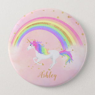 Unicorn theme button pin   Magical Pink & Gold