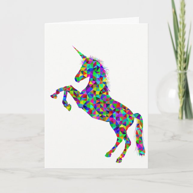 Unicorn theme holiday Christmas card (Front)