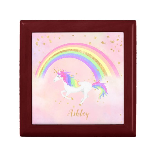Unicorn theme jewelry box | Magical Pink & Gold (Front)