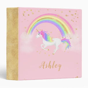 Unicorn theme notebook Magical Pink & Gold 3 Ring Binder