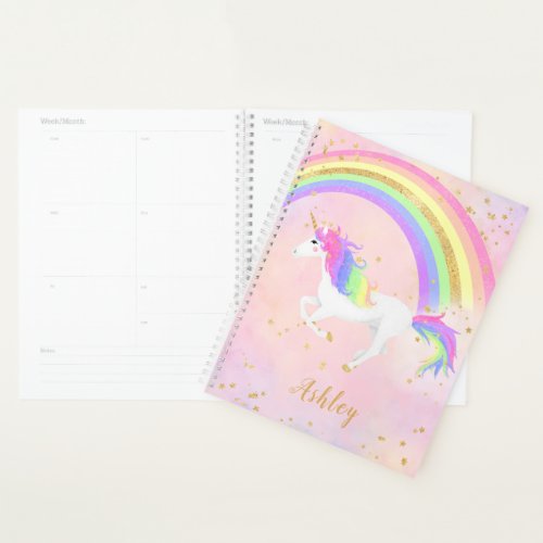 Unicorn theme planner  Magical Pink  Gold