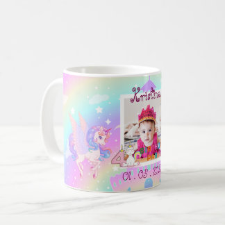 Unicorn-Themed 4th Birthday Party Mug Souvenir