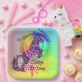 Unicorn Themed Magical Rainbow  Party Paper Plate