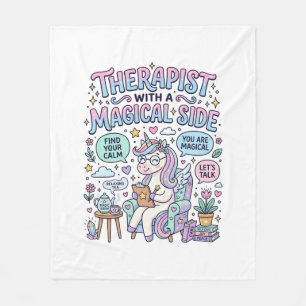Unicorn Therapist with a Magical Side Gift Idea St Fleece Blanket