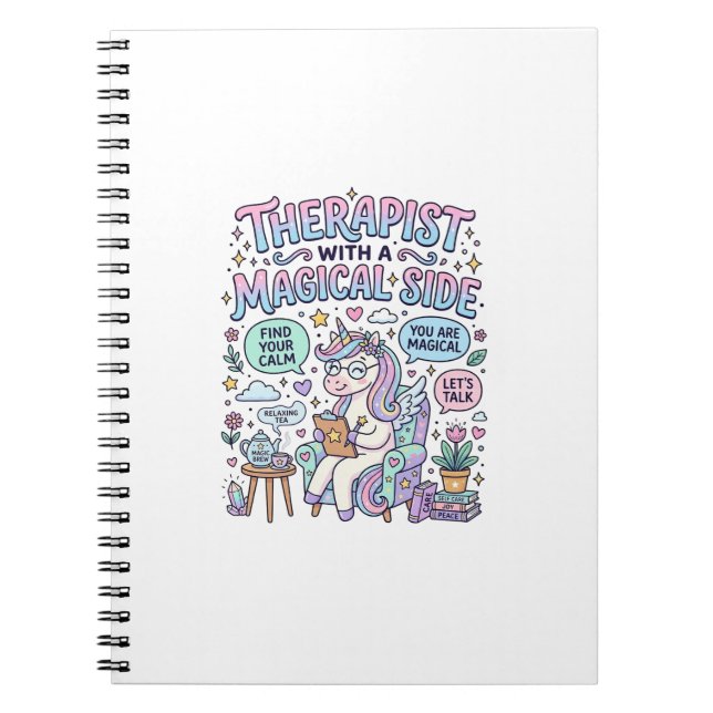 Unicorn Therapist with a Magical Side Gift Idea St Notebook (Front)