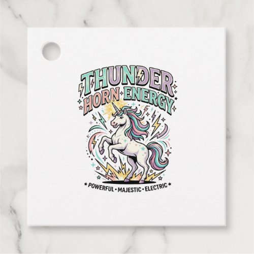 Unicorn Thunder Horn Energy Retro Style Product Gr Favor Tags