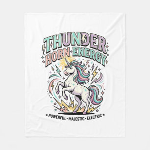 Unicorn Thunder Horn Energy Retro Style Product Gr Fleece Blanket