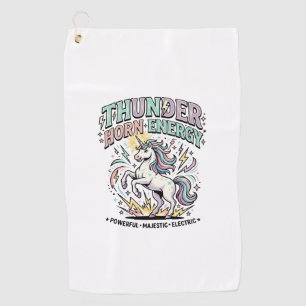 Unicorn Thunder Horn Energy Retro Style Product Gr Golf Towel