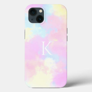 Unicorn Tie Dye Colorful Initial Monogram  iPhone 13 Case