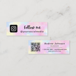Unicorn Tie Dye Trendy Instagram Follow QR Code Mini Business Card