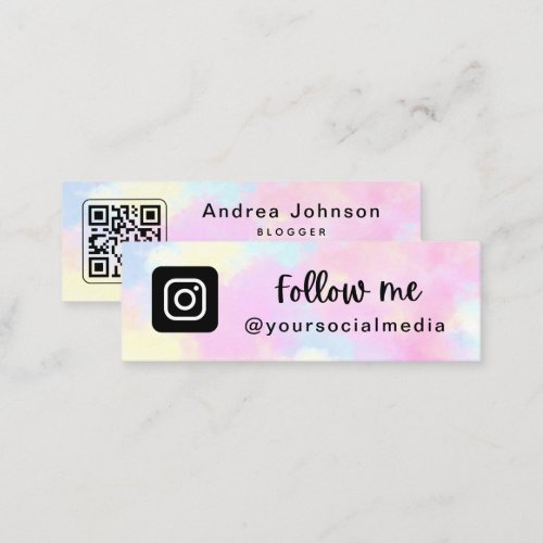 Unicorn Tie Dye Trendy Instagram Follow QR Code Mini Business Card