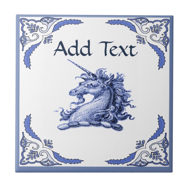 Unicorn  Tile, Dutch Look, Personalize Ceramic Tile (Front)