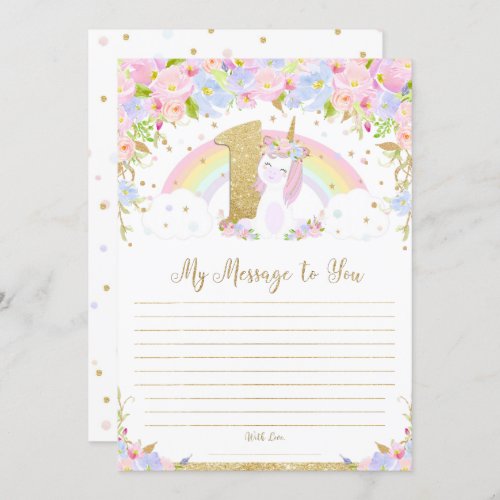 Unicorn Time Capsule Message To You Blank Cards