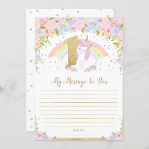 Unicorn Time Capsule Message To You Blank Cards