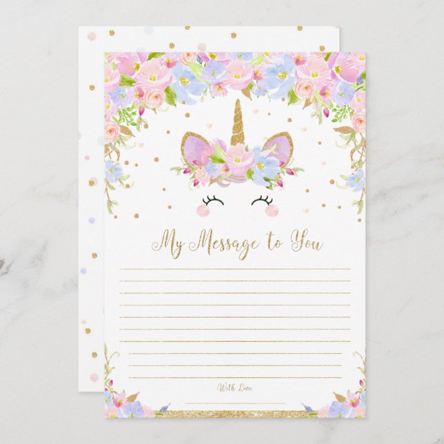 Unicorn Time Capsule Message To You Blank Cards (Front/Back)