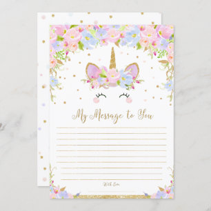 Unicorn Time Capsule Message To You Blank Cards