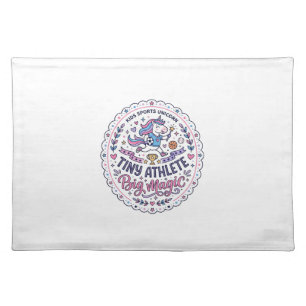 Unicorn Tiny Athlete Big Magic Playful Print on De Cloth Placemat