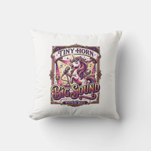 Unicorn Tiny Horn Big Sound Stylish Merch Design_1 Throw Pillow