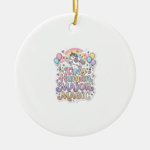 Unicorn Tiny Human Major Magic Premium Vector Vect Ceramic Ornament