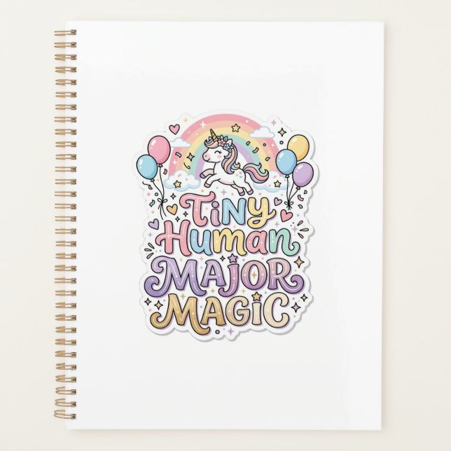 Unicorn Tiny Human Major Magic Premium Vector Vect Planner (Front)