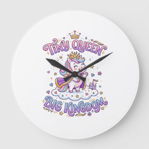 Unicorn Tiny Queen Big Kingdom Gift Idea Sticker a Large Clock