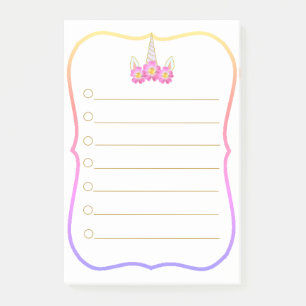 Unicorn To Do List & Rainbow Frame Post-it Notes