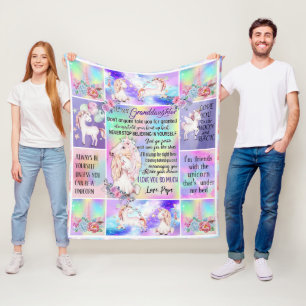 Unicorn, to My Granddaughter Customized Grandpa Fleece Blanket