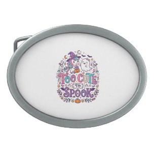 Unicorn Too Cute to Spook Colorful Marketplace Art Belt Buckle