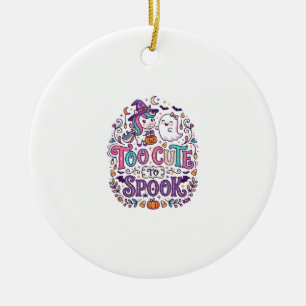 Unicorn Too Cute to Spook Colorful Marketplace Art Ceramic Ornament