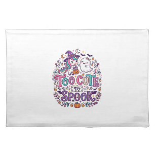 Unicorn Too Cute to Spook Colorful Marketplace Art Cloth Placemat